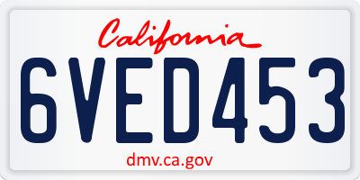 CA license plate 6VED453
