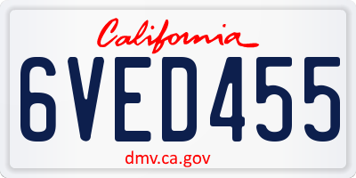 CA license plate 6VED455