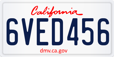 CA license plate 6VED456