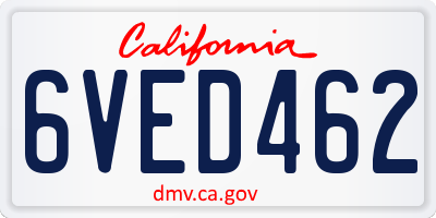 CA license plate 6VED462