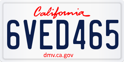CA license plate 6VED465