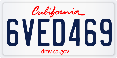 CA license plate 6VED469