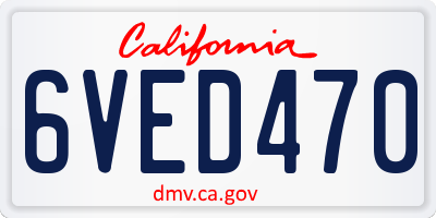CA license plate 6VED470