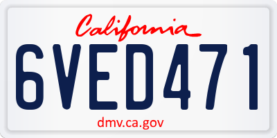 CA license plate 6VED471