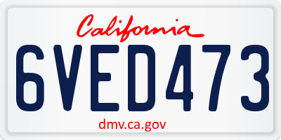 CA license plate 6VED473