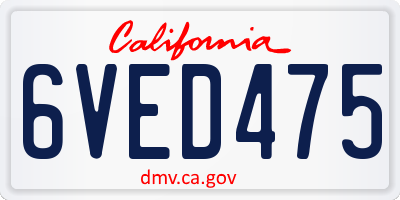 CA license plate 6VED475