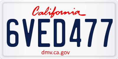 CA license plate 6VED477