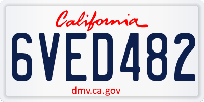 CA license plate 6VED482