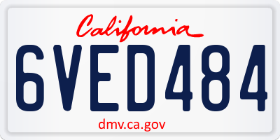 CA license plate 6VED484