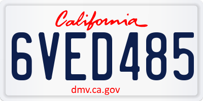 CA license plate 6VED485