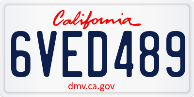 CA license plate 6VED489