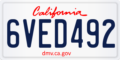 CA license plate 6VED492