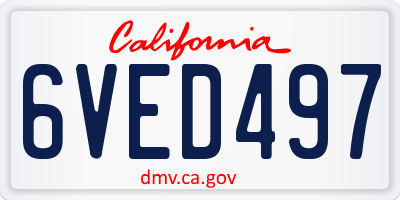CA license plate 6VED497