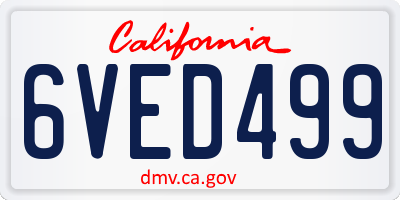 CA license plate 6VED499