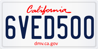 CA license plate 6VED500