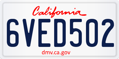 CA license plate 6VED502
