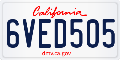 CA license plate 6VED505