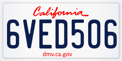 CA license plate 6VED506