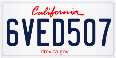 CA license plate 6VED507