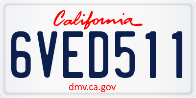 CA license plate 6VED511