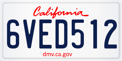 CA license plate 6VED512