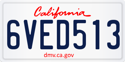 CA license plate 6VED513