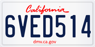 CA license plate 6VED514