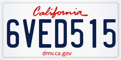 CA license plate 6VED515