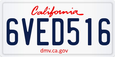 CA license plate 6VED516
