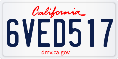 CA license plate 6VED517
