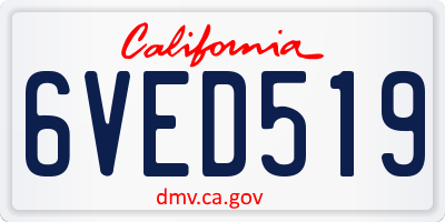CA license plate 6VED519