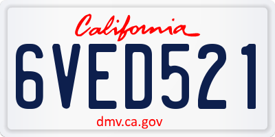 CA license plate 6VED521