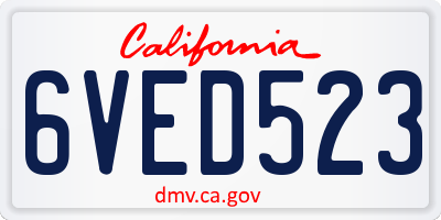 CA license plate 6VED523
