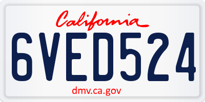 CA license plate 6VED524