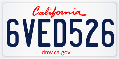 CA license plate 6VED526