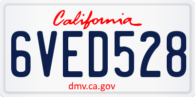 CA license plate 6VED528