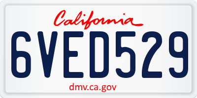 CA license plate 6VED529