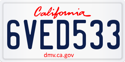 CA license plate 6VED533