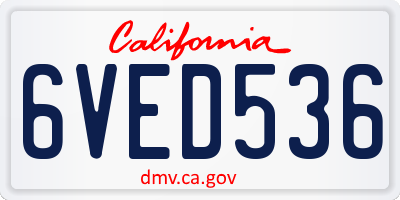 CA license plate 6VED536