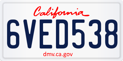 CA license plate 6VED538