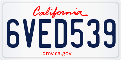 CA license plate 6VED539