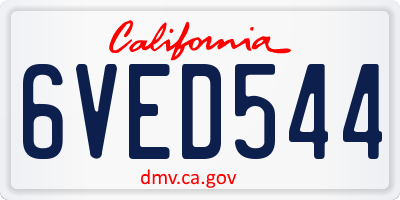 CA license plate 6VED544