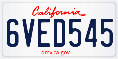 CA license plate 6VED545