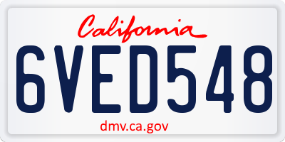 CA license plate 6VED548