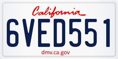 CA license plate 6VED551