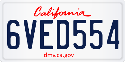 CA license plate 6VED554