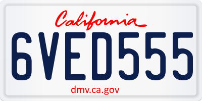 CA license plate 6VED555