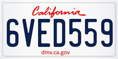 CA license plate 6VED559