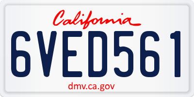 CA license plate 6VED561