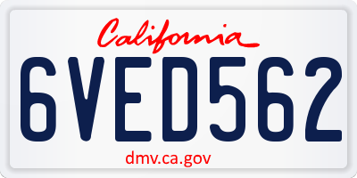 CA license plate 6VED562